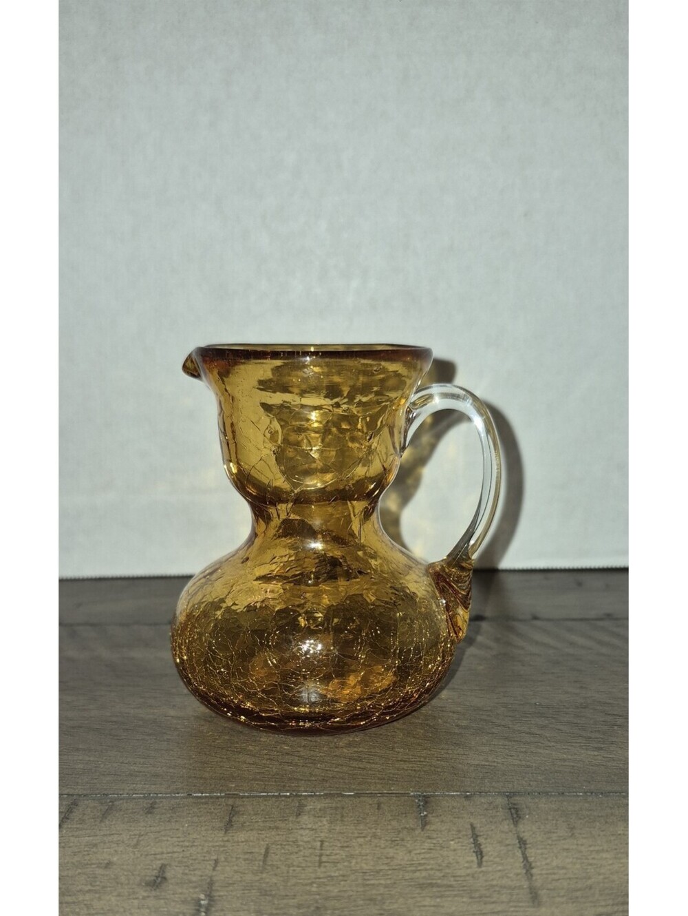 Vintage Pilgrim Amber Crackle Glass 3.5" Pitcher